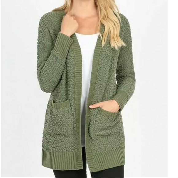 Zenana Outfitters Sweaters - Olive Popcorn Cardigan Zenana Outfitters 3X BNWOT